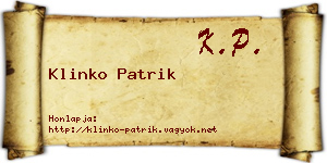 Klinko Patrik névjegykártya